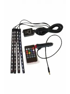 12 Ledli Rgb Işıklı Araç Içi Ayak Altı Led Oto Ampul Kumandalı 7 Renk