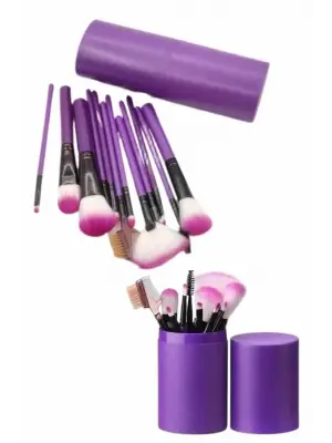 12 Parça Makyaj Fırça Seti Profesyonel Fondöten Allık Far Kontür Fırçası