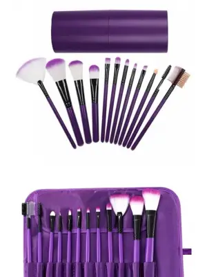 12 Parça Makyaj Fırçası Yumuşak Kıllı Profesyonel Fırça Seti Yüksek Kaliteli Pürüzsüz