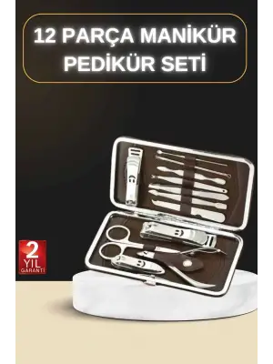 12 Parça Manikür Pedikür Seti Özel Deri Çanta El Ayak Bakımı Akne Ve Sivilce Temizleme