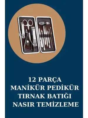 12 Parça Manikür Pedikür Seti Özel Deri Çanta El Ayak Bakımı Akne Ve Sivilce Temizleme