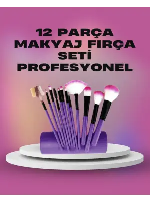 12 Parça Yumuşak Kıllı Makyaj Fırçası Seti Yüz Ve Göz Makyajına Uygun Profesyonel Kullanım