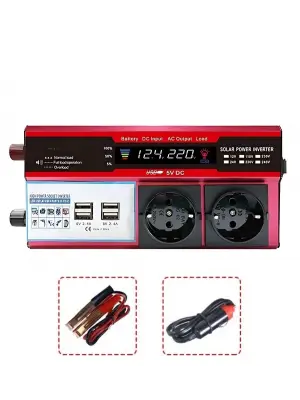 12v 2000w Modifiye Sinus İnverter Araç Ve Güneş Enerjisi Uyumlu, Çift Usb, Çift Priz Ve Çakmaklık