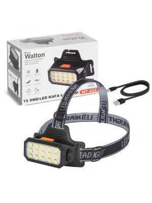 15 Ledli Sarı / Beyaz Şarjlı Kafa Lambası  Wt-652