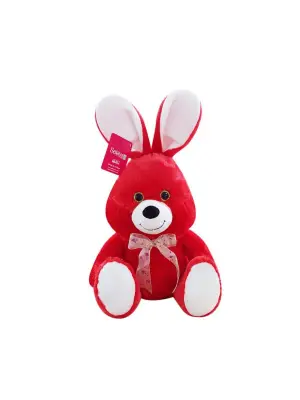 1554KR OTURAN SEVİMLİ TAVŞAN 37CM KIRMIRZI