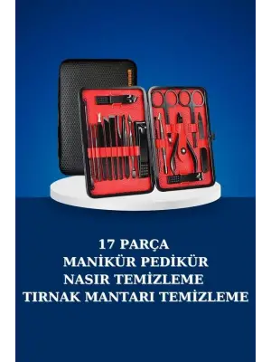 17 Parça Manikür Seti Taşınabilir Özel Çantalı El Ve Ayak Bakımı Tırnak Batığı Temizleme