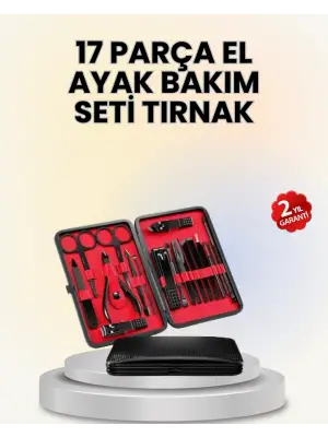 17 Parçalık Deri Kaplamalı Manikür Seti