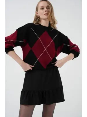 1884 Örme Siyah Mini Etek