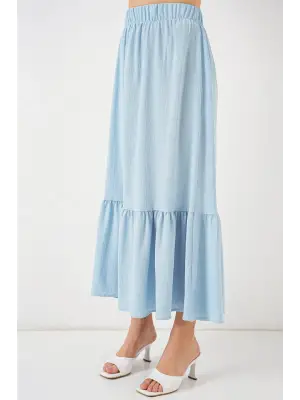 1886 Uzun Örme Etek - Açık Mavi