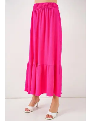 1886 Uzun Örme Etek - A.Fuşya