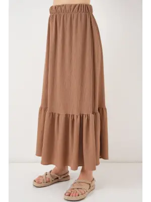 1886 Uzun Örme Etek - Camel