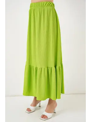 1886 Uzun Örme Etek - E.Yeşil