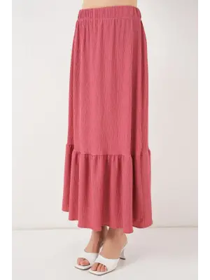 1886 Uzun Örme Etek - Gül Kurusu