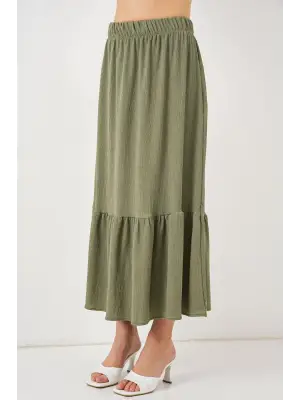 1886 Uzun Örme Etek - Haki