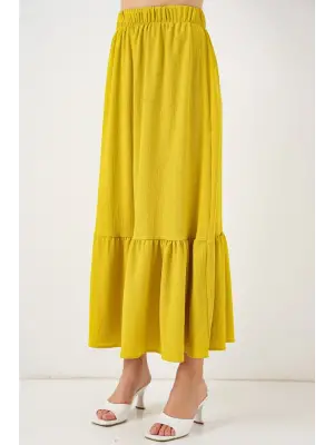 1886 Uzun Örme Etek - Hardal