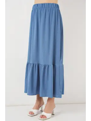 1886 Uzun Örme Etek - İndigo