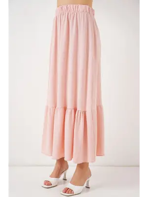 1886 Uzun Örme Etek - Pudra