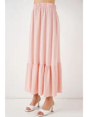 1886 Uzun Örme Etek - Pudra