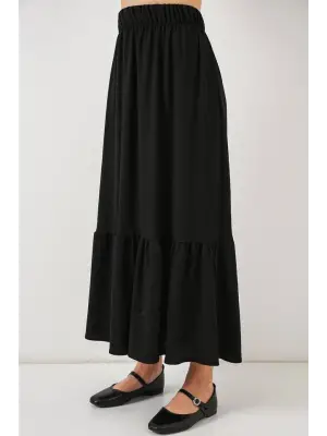 1886 Uzun Örme Etek - Siyah