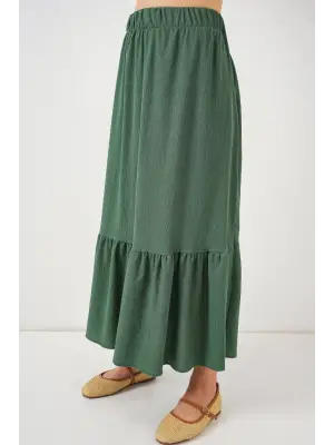 1886 Uzun Örme Etek - Zümrüt Yeşili