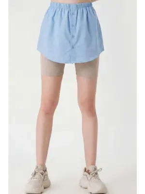 1888 Sweatshirt Ve Kazak Altı Gömlek Etek - Mavi