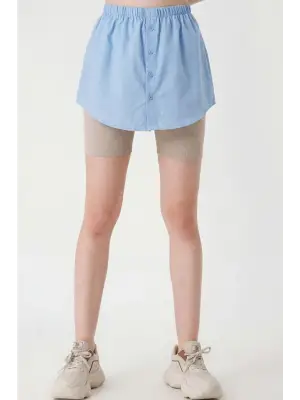 1888 Sweatshirt Ve Kazak Altı Gömlek Etek - Mavi