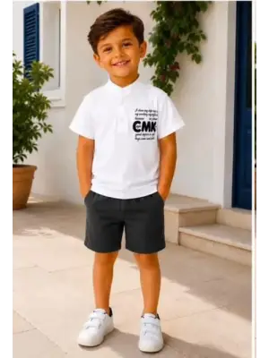 2/10 Yaş Keten Tişört Denim Şort Çocuk Takımı