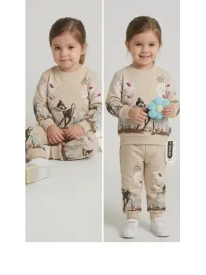 2-3-4-5 Yaş Ceylan Baskılı Penye Çocuk Takımı