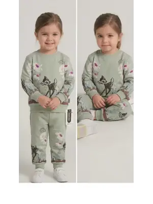 2-3-4-5 Yaş Ceylan Baskılı Penye Çocuk Takımı