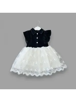 Modern Siyah Kız Çocuk Elbisesi