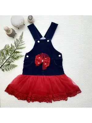 Göz Alıcı Tül Etek Salopet Kız Çocuk Elbisesi