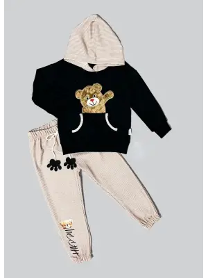 Çocuk Takımı Siyah Uzun Kollu Sweatshirt