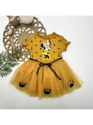 Göz Alıcı Mickey Baskılı Puantiyeli Bebek Tütü Elbisesi