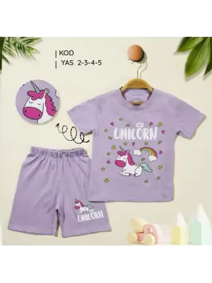 2/5 Yaş Unicorn Baskılı Çocuk Takımı
