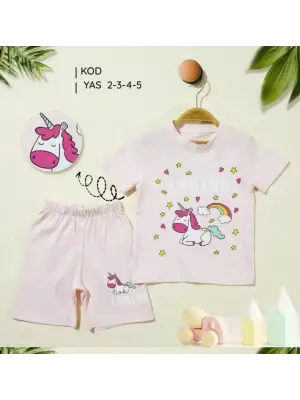 2/5 Yaş Unicorn Baskılı Çocuk Takımı