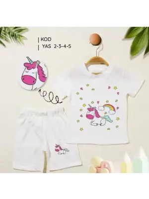 2/5 Yaş Unicorn Baskılı Çocuk Takımı