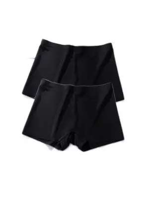 2 Adet Kadın Dikişsiz Görünmez İz Yapmaz Mini Şort Boxer Siyah