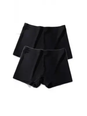 2 Adet Kadın Dikişsiz Görünmez İz Yapmaz Mini Şort Boxer Siyah