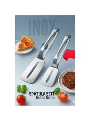 2 li Inox Spatula Seti – Pizza, Tatlı, Et Servisi İçin Ergonomik Tasarım
