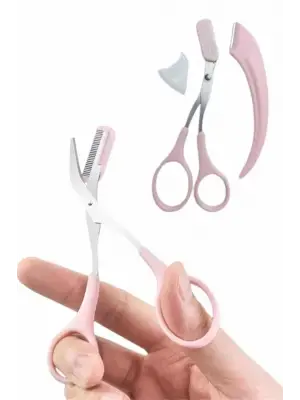 2li Kaş Bakım Seti Taraklı Kaş Makası Ve Kaş Usturası Kaş Şekillendirici