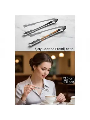 2 li Paslanmaz Çelik Şeker Maşası - Profesyonel Sunum ve Servis Maşası Seti - 12.5 cm
