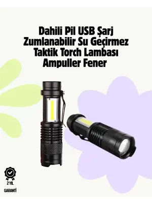 2000 Lümen Led El Feneri - Suya Dayanıklı, Odaklı, Klipsli