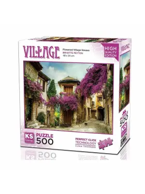 20062Flowered Village Houses 500 Parça Puzzle