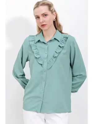 Şık Fırfırlı Uzun Kol Gömlek