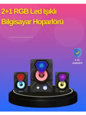 2.1 Kanal Rgb Led Oyun Hoparlörü Subwoofer Destekli