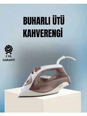 2200 Watt Buharlı Ütü Kahverengi Seramik Taban Şok Buharlı