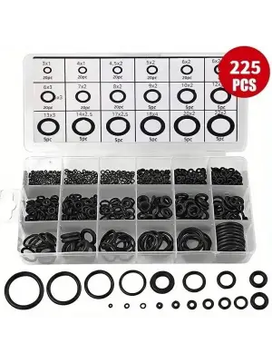 225 Parça Kauçuk Conta Seti ,kendiliğinden Saklama Kutulu O Halkası Seti