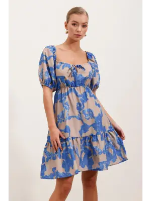 2351 Kloş Poplin Elbise - D.Mavi