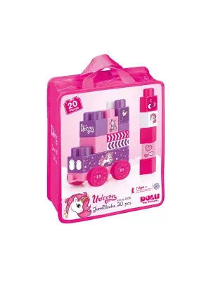 Omarı Renkli Bloklar ile Oluşturulabilir Unicorn Temalı Çanta Seti