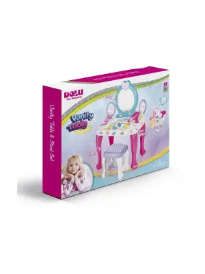 2568 OYUNCAK UNICORN MAKYAJ MASASI VE TABURE SETİ